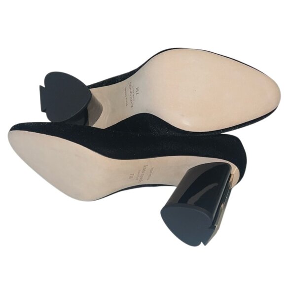 Kate Spade Sybil Black Velvet Rhinestone Block Heels Pumps Size 7 NIB - Picture 7 of 11